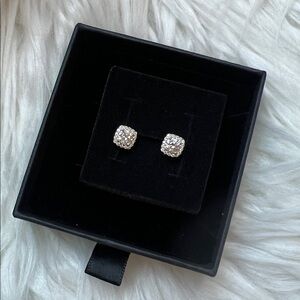 1ct moissanite diamond earrings surrounded by CZ on 925 sterling silver pushback